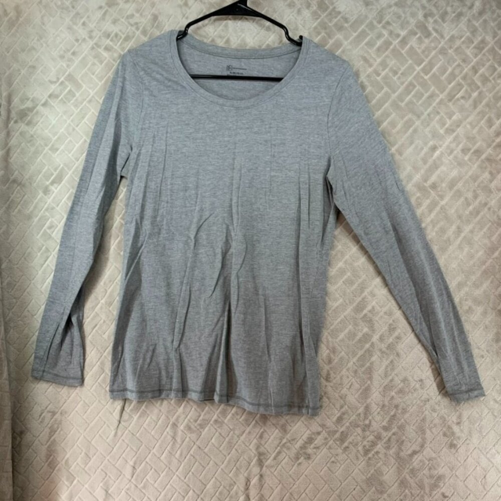 No Boundaries Juniors XL T Shirt Gray Long Sleeve Fitted Round Neck